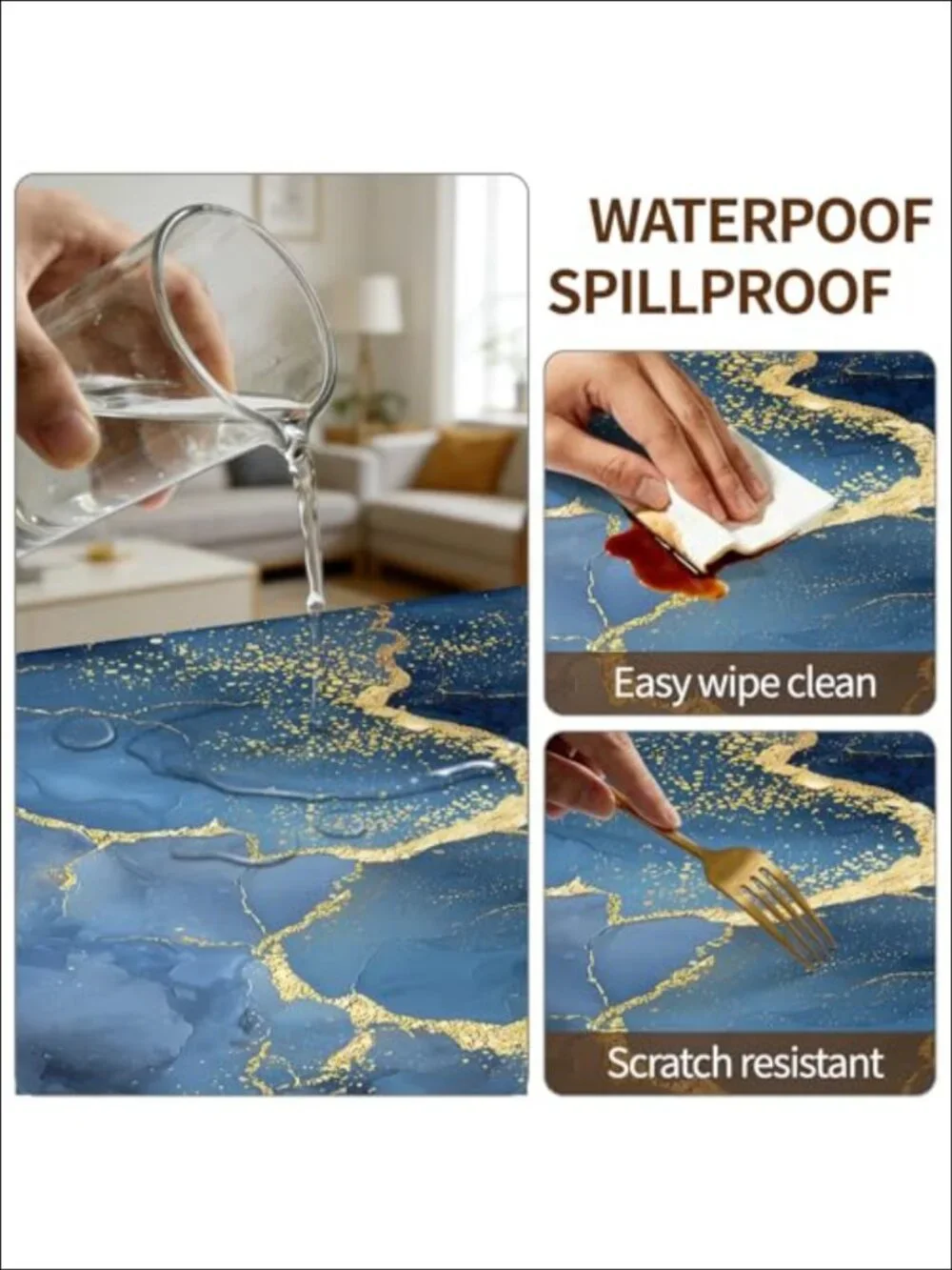 Waterproof Fitted Tablecloth for 6 Foot Rectangular Folding Table